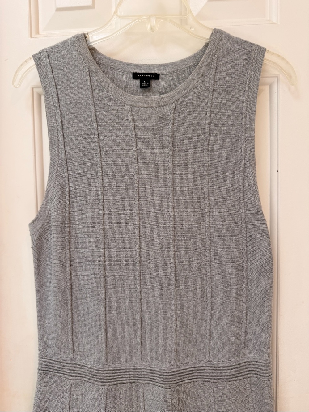 Ann Taylor Sleeveless Knit Sweater Fit-and-Flare Dress in Soft Grey, Size M - Picture 2 of 13